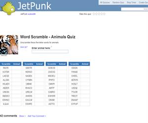Word Scramble - Animals Quiz