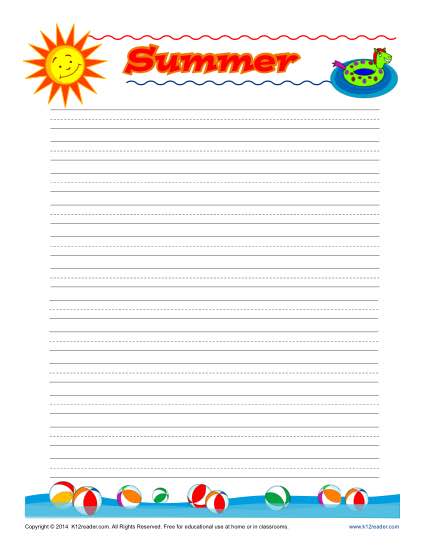 Summer Lined Writing Paper