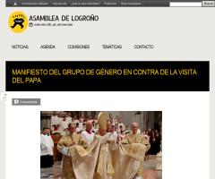 Manifiesto del grupo de Género en contra de la visita del Papa (Asamblea Logroño)