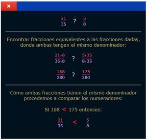Calculadora de comparación de fracciones
