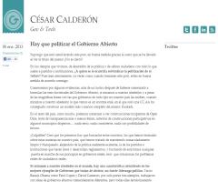 Hay que politizar el Gobierno Abierto (Artículo de opinión de César Calderón)