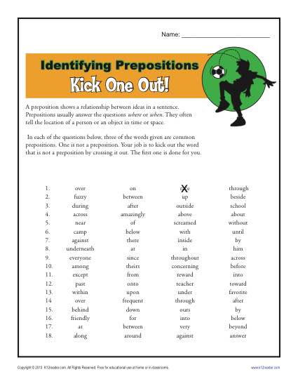 Identifying Prepositions