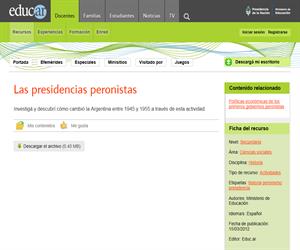 Las presidencias peronistas
