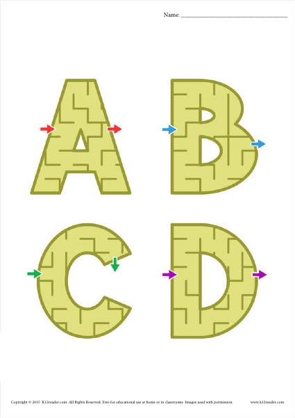Alphabet Maze Worksheet Activity