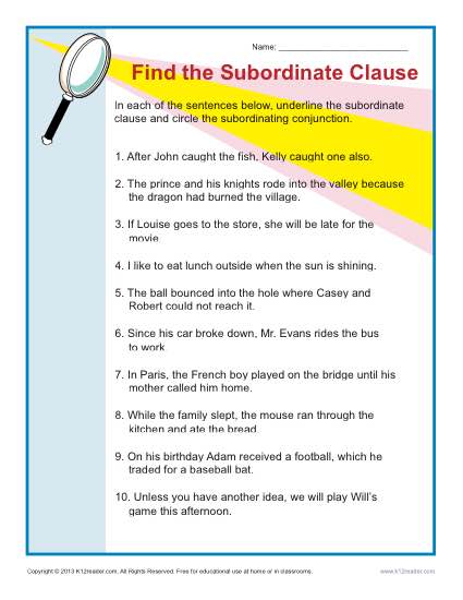 Find the Subordinate Clause