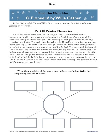 Find the Main Idea: O Pioneers! by Willa Cather