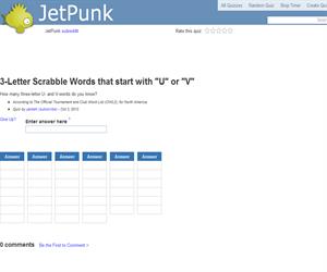 3-Letter Scrabble Words that start with "U" or "V"
