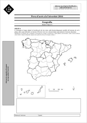 Examen de Selectividad: Geografía. Islas Baleares. Convocatoria Junio 2014