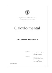 Cálculo mental en 1º Ciclo de Educación Primaria. Universidad de Valladolid