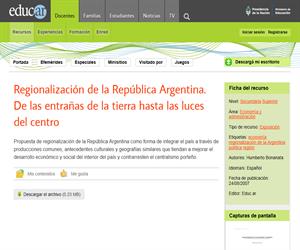 Regionalización de la República Argentina. De las entrañas de la tierra hasta las luces del centro
