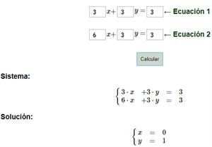 Calculadora de la solución de sistemas de ecuaciones
