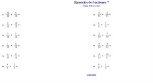 Generador de ejercicios de fracciones  y números mixtos (en