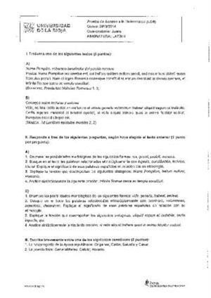 Examen de Selectividad: Latín. La Rioja. Convocatoria Junio 2014