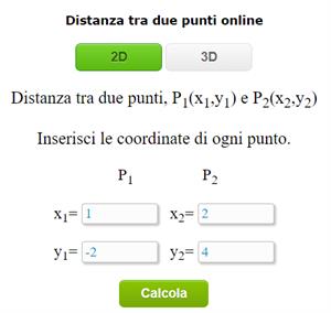 Calcolatore online per calcolare la distanza tra due punti
