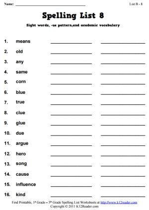 Week 8 Spelling Words (List B-8)