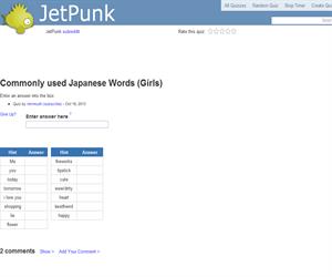 Commonly used Japanese Words (Girls)