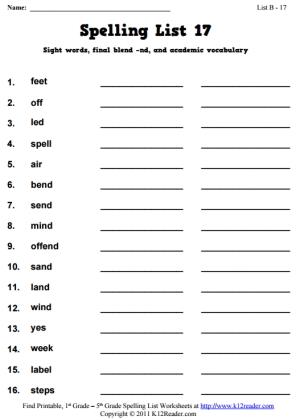 Week 17 Spelling Words (List B-17)