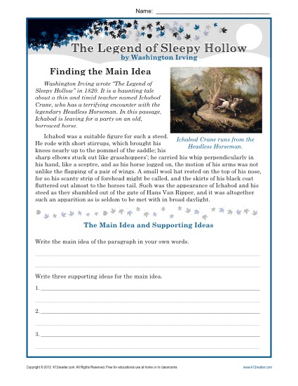 Find the Main Idea: The Legend of Sleepy Hollow