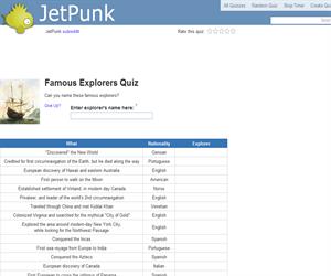 Famous Explorers Quiz