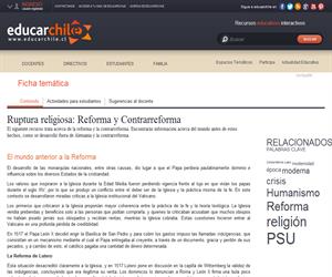 Ruptura religiosa: Reforma y Contrarreforma (Educarchile)