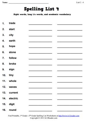 Week 4 Spelling Words (List C-4)
