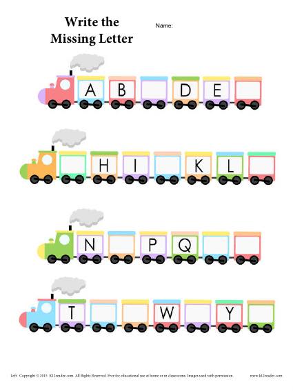 Alphabet Train Worksheet – Fill in the Missing Letter