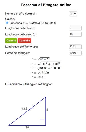 Teorema di Pitagora online