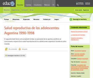 Salud reproductiva de los/las adolescentes. Argentina 1990-1998.