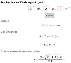 Calculadora para resolver ecuaciones de segundo grado