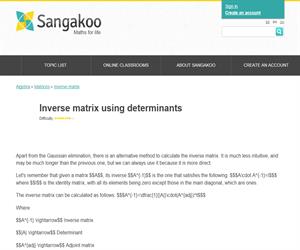 Inverse matrix using determinants