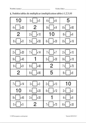 Sudoku tablas de multiplicar (neoparaiso.com)