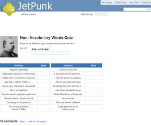 Non- Vocabulary Words Quiz