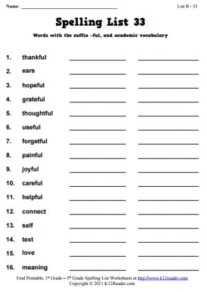 Week 33 Spelling Words (List B-33)