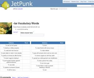Ize Vocabulary Words