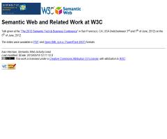 Semantic Web and Related Work at W3C