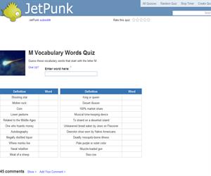 M Vocabulary Words Quiz
