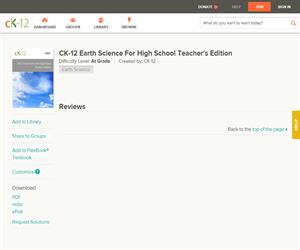 CK-12 Earth Science For High School Teacher's Editio? At grade