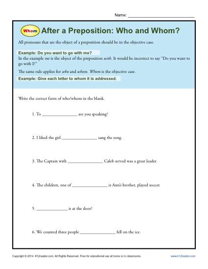 After a Preposition: Who and Whom?