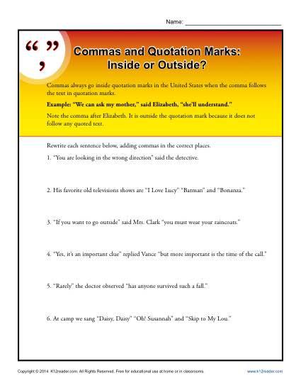 Commas and Quotation Marks: Inside or Outside?