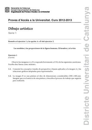 Examen de Selectividad: Dibujo artístico. Cataluña. Convocatoria Septiembre 2013