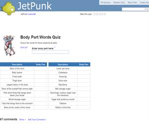 Body Part Words Quiz