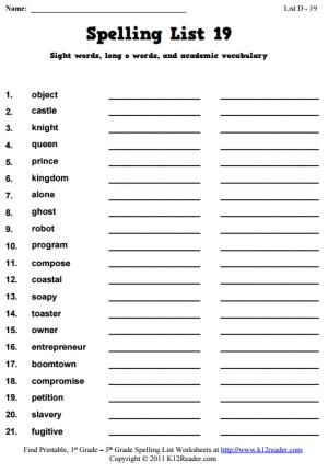 Week 19 Spelling Words (List D-19)