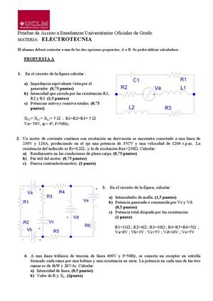 Examen de Selectividad: Electrotecnia. Castilla-La Mancha. Convocatoria Junio 2013