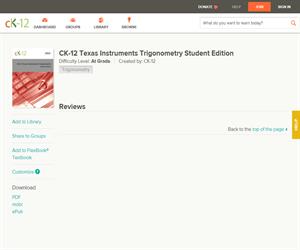 CK-12 Texas Instruments Trigonometry Student Editio? At grade