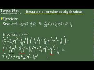 Resta de expresiones algebraicas. Problema 15 de 15 (Tareas Plus)