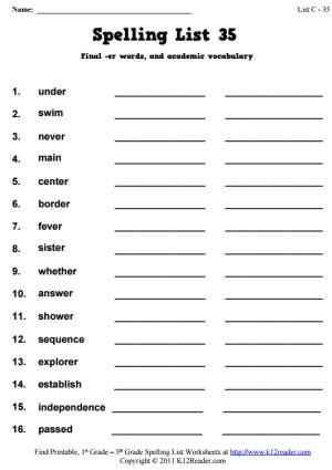 Week 35 Spelling Words (List C-35)