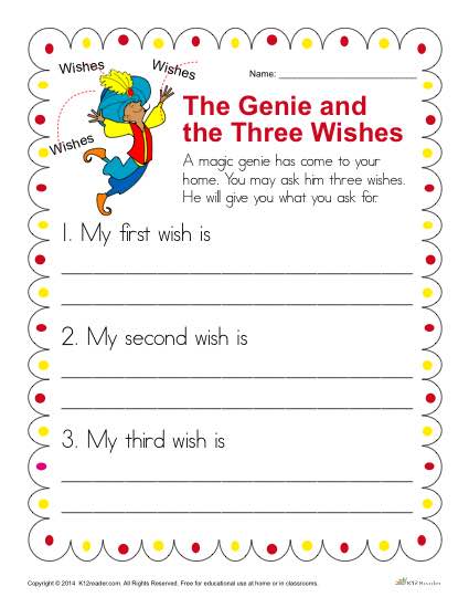 The Genie and the Three Wishes Writing Prompt