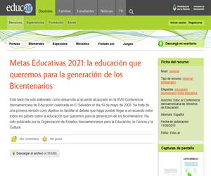 Metas Educativas 2021: la educación que queremos para la generación de los Bicentenarios