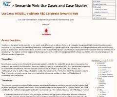 Use Case: WEASEL, Vodafone R&D Corporate Semantic Web