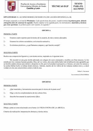 Examen de Selectividad: Técnicas de expresión grafo-plástica. Castilla y León. Convocatoria Junio 2013